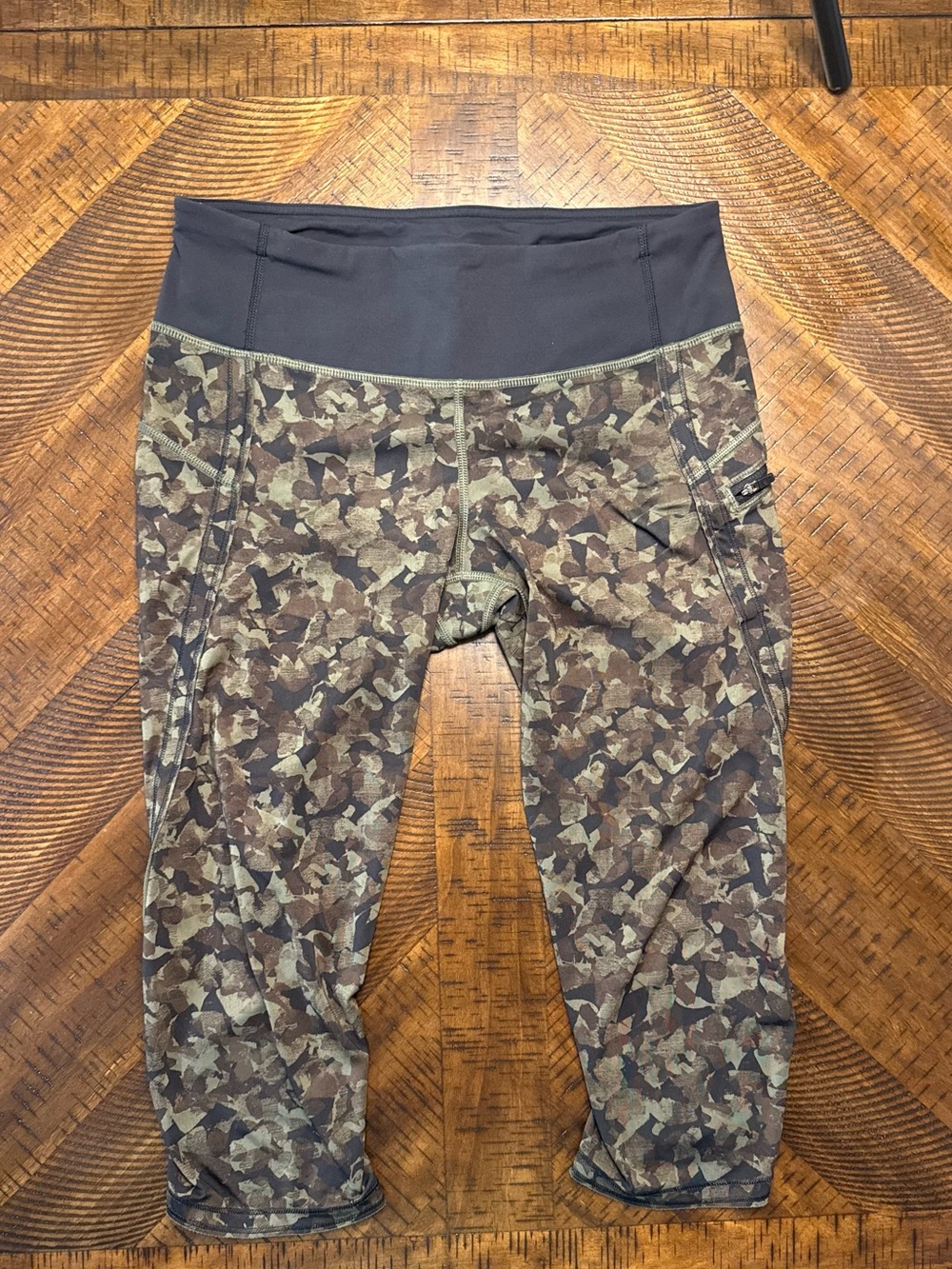 lululemon athletica Brown Camo Capri Leggings with Black Waistband